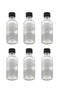Hermia Juego de Botellas de Vidrio de 6 Piezas, 50 ml, Transparente y Negro